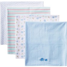 Asitan Bebek Battaniyesi, %100 Pamuk Flanel, 4 Adet, Mavi, Ölçü Birimi