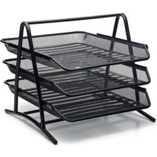 Asitan Perfore Metal 3'lü Evrak Rafı (Siyah/gri Seçenekli)