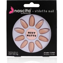 Asitan Nascita Stiletto Takma Tırnak (Matte French Nails, Mat French Tırnak) 24 Adet