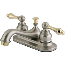 Asitan KB609AL Restorasyon 4 Inç Centerset Lavabo Bataryası, Fırçalanmış Nikel ve Parlak Pirinç