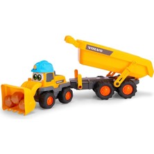 Asitan Dickie Toys, 204119007, Abc Tracey Trailer, Serbest Tekerlekli Volvo Digger, Hareketli Kürek, Kask