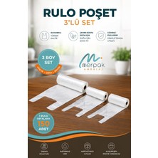 Asitan Rulo Poşet 3'lü Set (Küçük, Orta, Büyük) Atlet Market Manav Poşeti Çöp Poşeti
