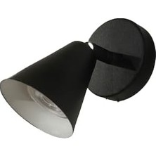 Asitan Metal Mafsallı Siyah Spot 180 Derece Armatür Aplik Beyaz LED Ampullü