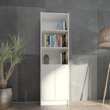 Asitan FLAT56 Kitaplık 2 Kapaklı Kütüphane Çok Amaçlı Dolap Beyaz
