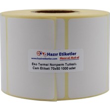 Asitan Al Hızlı Al Eko Termal Nonperm Etiket 70MM x 50MM Ruloda 1000 Adet 40MM Çapında Cam Yüzeylere I