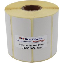 Asitan Al Hızlı Al Lamine Termal Etiket 70MM x 30MM Ruloda 1000 Adet 40MM Çapında Direk Termal Transfer
