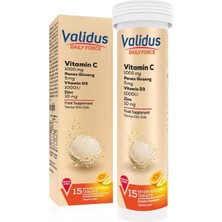 Asitan Daily Force C Vitamini 1000 Mg + Panax Ginseng Efervesan Takviye Edici Gida 15 Tablet