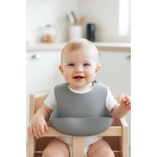 Asitan Babyjem Mini Silikon Önlük (Gri)