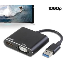 Asitan USB 3.0 To HDMI VGA 1080P Monitör Genişletici Çevirici Dönüştürücü Adaptör
