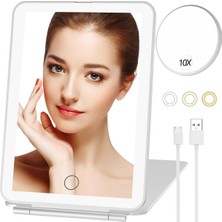 Asitan 80 LED Işıklı Makyaj Aynası, Şarj Edilebilir 2500MAH Piller, Seyahat LED Kompakt Işıklı Ayna