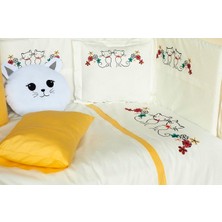 Asitan Kitty Bebek Uyku SETI,%100 Pamuklu Kedi Desenli Beşik Uyku Takımı, 60X120 Cm, Sarı