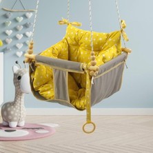 Asitan Bundera Wag Swing Çocuk Ahşap Bebek Hamak Ev Tavan Bahçe Salıncağı (Gri)