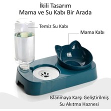 Asitan Technosmart Kedi Köpek Mama ve Su Kabı Kaseli Otomatik Su Sebili Büyük Boy Depolama Mavi