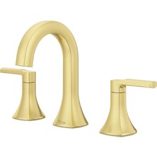 Asitan Vaneri Banyo Lavabo Bataryası, 20 cm Yaygın, 2 Saplı, 3 Delikli, Fırçalanmış Altın Kaplama,