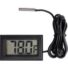 Asitan LCD Ekran Termometre Araç Balık Tank Akvaryum Buzdolabı Gömülü Zaman Ekranı, Siyah