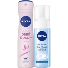 Asitan Kadın Sprey Deodorant Pearl&amp;beauty, 48 Saat Anti-Perspirant Koruma 150ML ve Nıvea Yüz Yıkama
