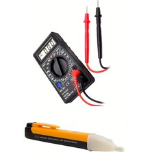 Asitan Temassız Dedektörlü Kablo Faz Voltaj Test Cihazı + DT830D Direnç Amper Dijital Ölçüm Aleti M