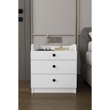 Asra Trend Modern 3 Çekmeceli Komodin Şifonyer %100 Mdf Çok Amaçlı Organizer KMD01