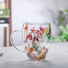 Uslucan Alışveriş Organik Çiçekli Borosilikat Bardak 350 Ml. -BRD-150 Bh