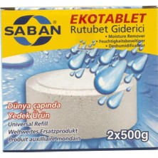 Asitan 2X500 Gram - Naturel Kokusuz, Nem Alıcı Rutubet ve Küf Önleyici Yedek Tablet