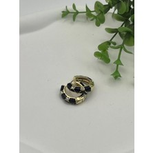Badiva.co Mineli Taşlı Halka Küpe 2cm (Siyah)