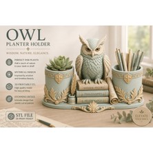 Bilge Baykuş Çift Hazneli Saksı ve Kalemlik 3D Baskı Dosyası (Stl) - Fiziki Kargo Gönderilmez