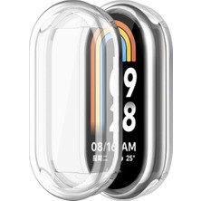 Asitan Xiaomi Mi Band 8 ile Uyumlu Kasa ve Ekran Koruyucu 360 Tam Koruma Silikon Kılıf (Şeffaf)
