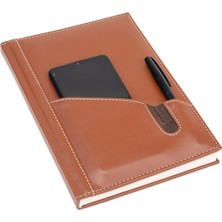 Asitan 2026 Günlük Çizgili Ajanda S. Deri Ajanda Telefon Kılıflı Kapak 17X24 cm Taba