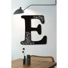 Asitan Hellove Çiçekli Büyük Dekoratif Harf 30 cm Siyah Duvar Süsü Hediye Isim Baş Harfi E Harfi B�