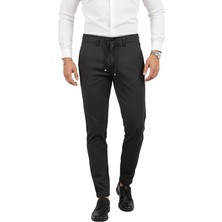 Rizzup Erkek Füme Likralı Beli Lastikli & Ipli Dar Kesim Şık Kumaş Pantolon 2600572