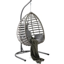 Asitan Capri Swing Gümbet Tekli Rattan Bahçe Balkon Salıncağı Gri