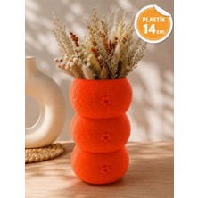 Filkorium3D Minimal Portakal Tasarımlı Plastik Vazo - Kuru Çiçek Vazosu 14 cm | 3 Katlı Dekoratif Vazo | Modern Ev Dekoru