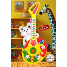 TAN EXPRESS Türkçe 7 Hayvan Sesli Gitar Pilli Sesli Müzikli Eğitici Oyuncak Müzik Aleti 47 cm 1 Adet
