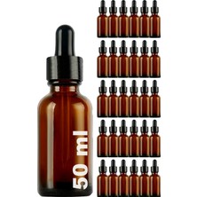Asitan Afracam Amber 50 ml Metal Siyah Sızdırmaz Kapaklı Dropper Damlalık Cam Şişe 30 Adet