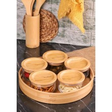 Asitan Bambum Duo 300ML 5'li Tepsili Bambu Silikonlu Kapaklı Hava Aldırmaz Cam Kahvaltılık