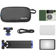 Asitan Aputure Amaran Ace 25C 25W Rgbww Kamera Üstü LED Işık Kiti Mini Tripod ve Işık Kontrol Izgaras