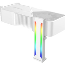 Asitan Beyaz Rgb Grafik Kartı Gpu Destek Braketi, Tek Yuvalı Kartlar, 5V 3pın Argb Led'li Destek Ekran Ka