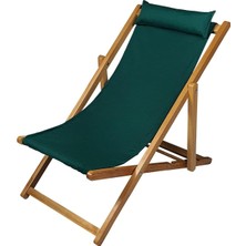 Asitan Ahşap Katlanabilir Taşınır Şezlong. Plaj, Bahçe, Teras, Balkon Şezlongu. (Haki)