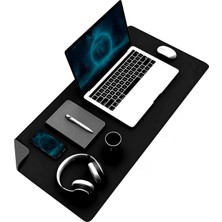 Asitan Klasse Çift Renk Dikişli Pu Deri Masa Matı 80X40 cm Mousepad, Su Geçirmez Masa Sümeni, Çift Ta