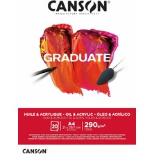 Asitan Canson Graduate, Yağlı ve Akrilik Boya Kağıdı, Hafif Pürüzlü Yüzey, 290 G/m², Kısa Kenard
