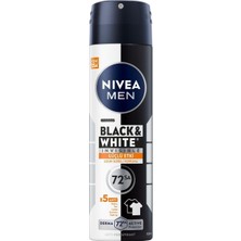 Asitan Nıvea Men Erkek Sprey Deodorant Black&amp;white Invisible Güçlü Etki 150 Ml, 72SAAT Anti Perspira