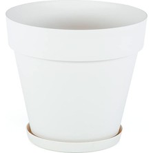 Asitan Serinova YS07 Yalı Saksı Drenaj Aparatlı Tabaklı Dekoratif Saksı 46,5cm, 46 Litre Kirli Beyaz