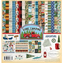 Asitan Carta Bella Paper Company Gone Camping Collection Kit Kağıt, 12 x 12, Çok Renkli