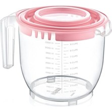 Asitan Evefix Kaymaz Ayaklı Ölçekli Kapaklı Mikser Kabı, 2200 Ml, Pembe