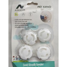 Asitan Çocuk Emniyet Priz Kapağı, Beyaz, 4'lü Set