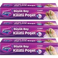 Asitan Kilitli Buzdolabı Poşet Büyük Boy 12'li 26 x 28 cm Üçlü Set