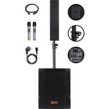Asitan Hepa Merz Handfest Line Array Mikrofonlu Ses Sistemi, Aktif Subwoofer + Line Hoparlör, 2000W, Siyah