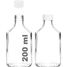 Asitan 200 ml Yassı Şeffaf Cold Brew Şişesi Plastik Beyaz Kapaklı 200 cc Soğuk Kahve Cam Şişe 2 Ade