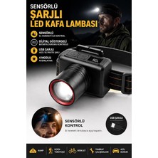 Asitan Kafa Lambası Sensörlü Güçlü LED Işıklı Type C Şarjlı Profesyonel Suya Dayanıklı Kamp Av