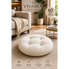 Vivamia Yuvarlak Kapitone Dekoratif Petek Önü Oturma Yer Minderi 60 cm